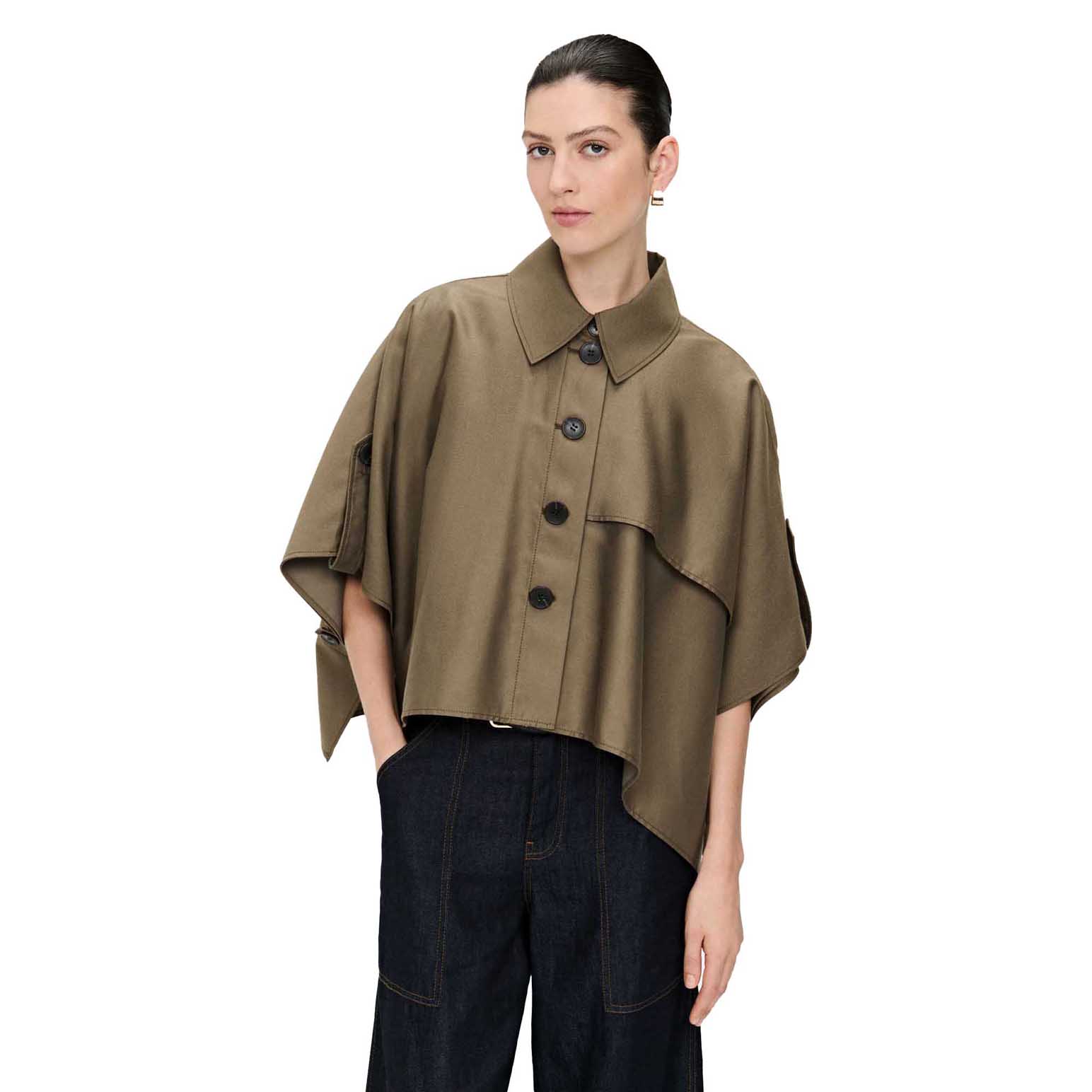 Veronika Maine Luxe Twill Trench Cape